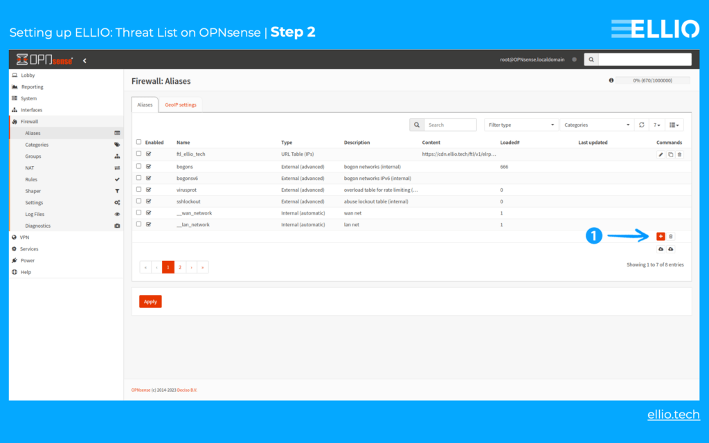 Alias configuration in open-source firewall OPNsense.