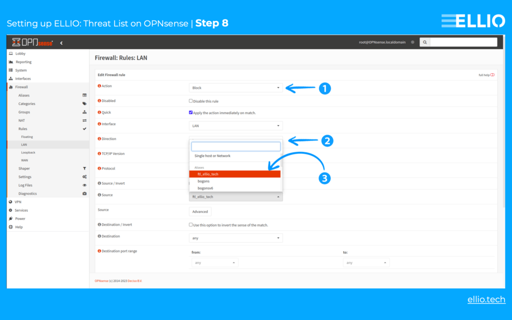 How configurate ELLIO IP blocklist on OPNsense.