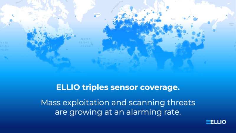 ELLIO triples the number of sensors. Mass exploitation and scanning threats are growing at an alarming rate.