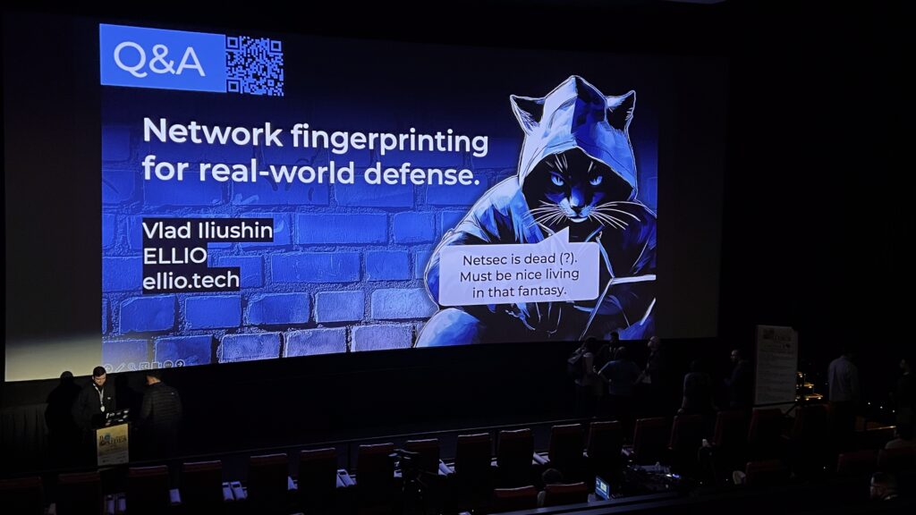 ELLIO at BSides San Francisco. Vlad Iliushin spoke about network security, network fingerprints JA4, JA4+, MuonFP, and network reconnaissance.